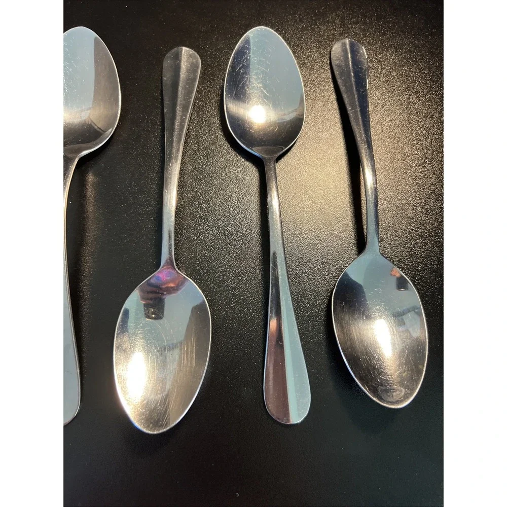Lot of 6 INTERNATIONAL‎ STAINLESS CHINA Soup/Table Spoons